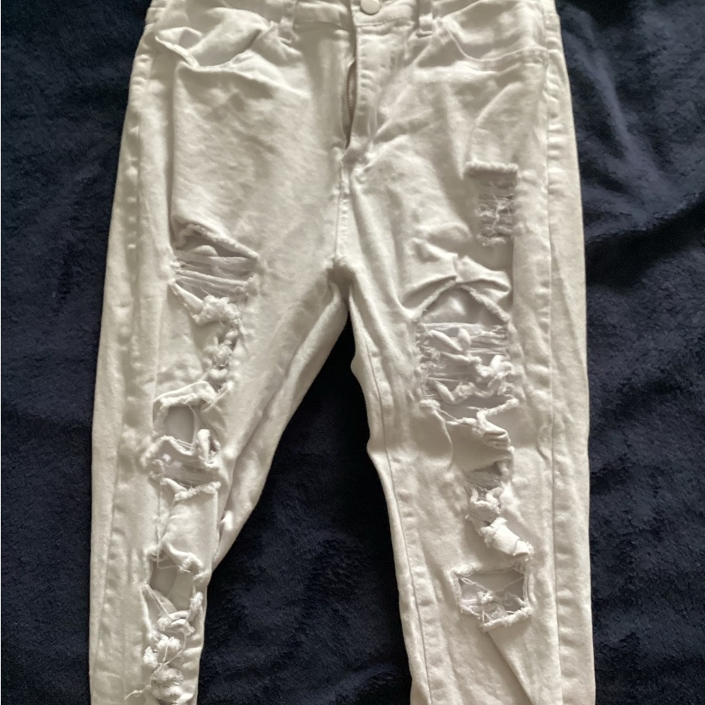 Distressed White Jeans for Women